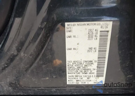 2016 Nissan Altima 2.5 Sv from USA, damaged, VIN 1N4AL3AP1GC165613